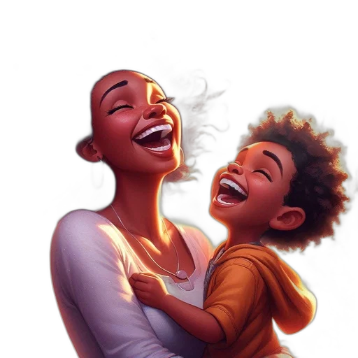 concept art, photorealistic, comic book art, cartoon, woman, boy, share, joyful transparent PNG cut-out