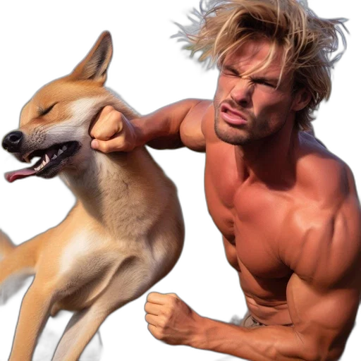 animal, creature, hair, photorealistic, concept art, muscular, man, tousled transparent PNG cut-out