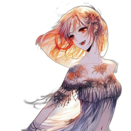 dress, crown, mask, hair, watercolor, concept art, fantasy art, anime transparent PNG cut-out