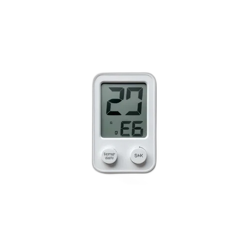 modern, digital, thermometer, display, buttons, lying, white, surface transparent PNG cut-out