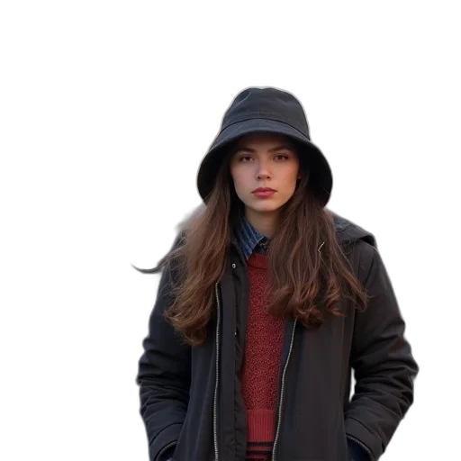 jacket, hat, umbrella, staff transparent PNG cut-out