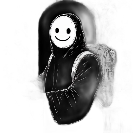 mask, jacket, face, robot, cartoon, comic book art, pencil sketch, concept art transparent PNG cut-out