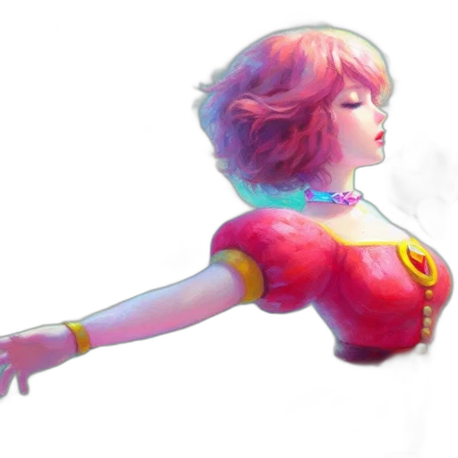 dress, robot, crown, staff, concept art, watercolor, vaporwave, fantasy art transparent PNG cut-out