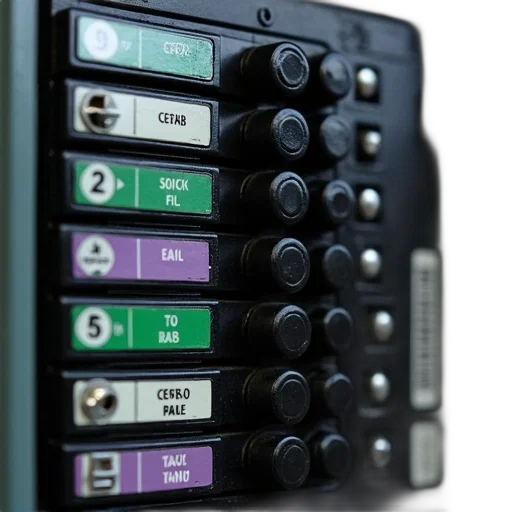 green, close-up, image, circuit, breaker, box, multiple, switches transparent PNG cut-out