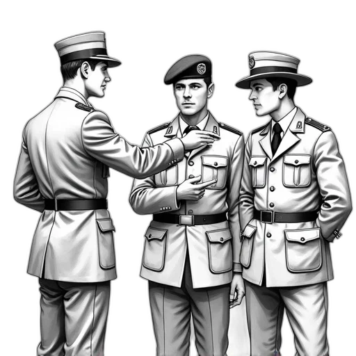 staff, jacket, weapon, hat, concept art, pencil sketch, comic book art, cartoon transparent PNG cut-out