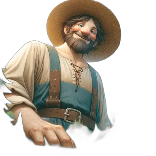 staff, hat, face, weapon, concept art, 3d render, photorealistic, fantasy art transparent PNG cut-out