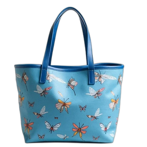 blue, dragonflies, pattern, tote transparent PNG cut-out