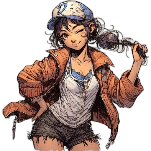 staff, hat, jacket, weapon, concept art, comic book art, anime, watercolor transparent PNG cut-out
