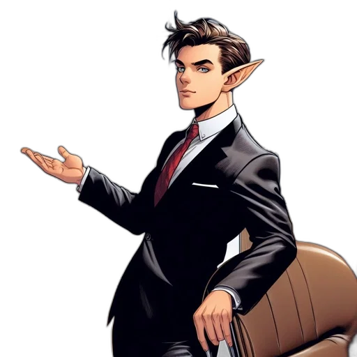 staff, concept art, cartoon, comic book art, fantasy art, tall, pointy-eared, young transparent PNG cut-out