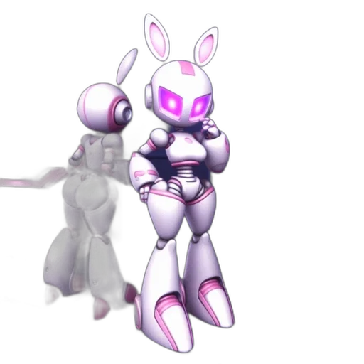 robot, weapon, 3d render, concept art, vaporwave, pixel art, pastel, monochrome transparent PNG cut-out