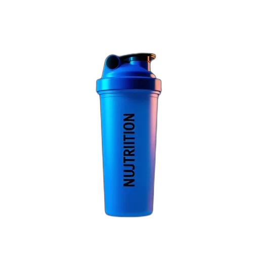 bottle, 3d render, blue, shaker, black, lid, white, label transparent PNG cut-out