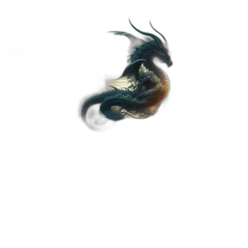 dragon, hair, creature, animal, fantasy art, photorealistic, 3d render, concept art transparent PNG cut-out