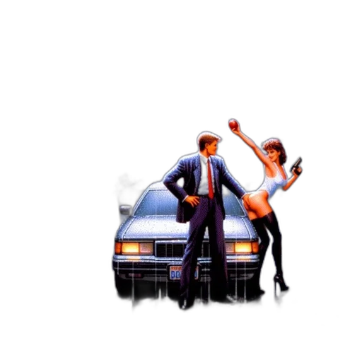 car, pixel art, concept art, vaporwave, fire, rainy, urban, street transparent PNG cut-out