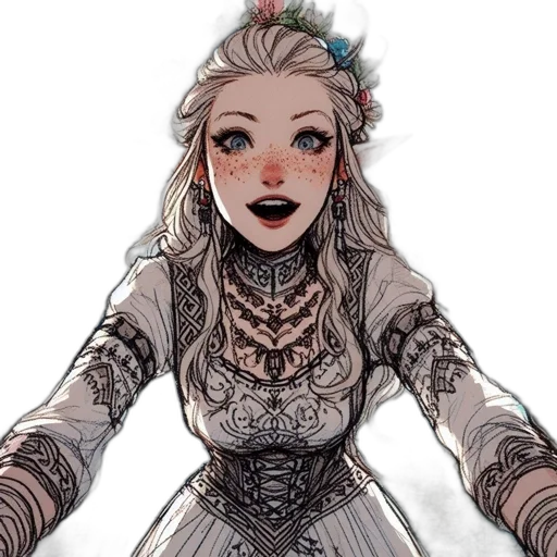 dress, crown, jewelry, face, fantasy art, concept art, comic book art, pixel art transparent PNG cut-out