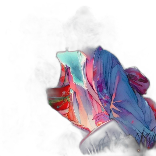 mask, jacket, face, dress, vaporwave, watercolor, photorealistic, concept art transparent PNG cut-out