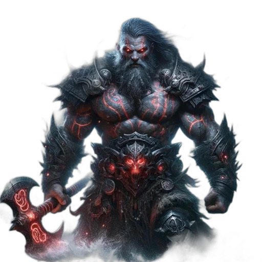 creature, fantasy art, concept art, comic book art, pixel art, dark, muscular, figure transparent PNG cut-out