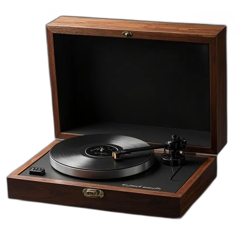 black, wooden, usb, turntable, case transparent PNG cut-out