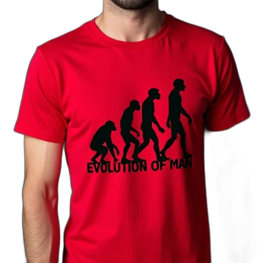 3d render, concept art, man, wearing, red, t-shirt, graphic, design transparent PNG cut-out
