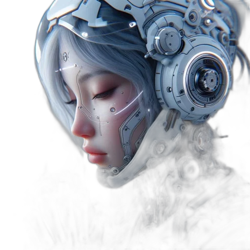 robot, mask, face, creature, cyberpunk, concept art, 3d render, fantasy art transparent PNG cut-out