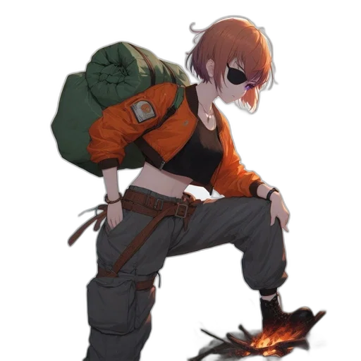 staff, jacket, weapon, creature, concept art, anime, fantasy art, cyberpunk transparent PNG cut-out