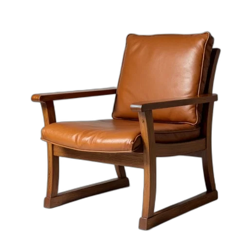 furniture, 3d render, vintage, wooden, chair, high, backrest, armrests transparent PNG cut-out