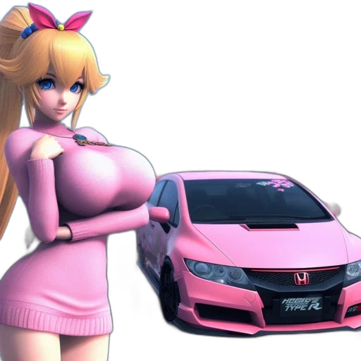 car, dress, weapon, 3d render, concept art, vaporwave, anime, pastel transparent PNG cut-out