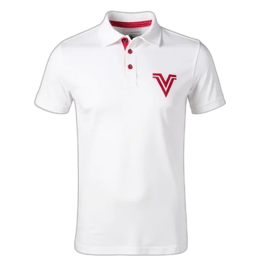 white, polo, shirt, red, logo, left, chest, area transparent PNG cut-out