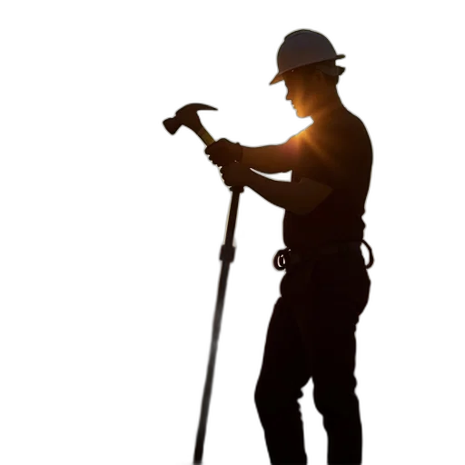 staff, silhouette, worker, construction, site, hammers transparent PNG cut-out