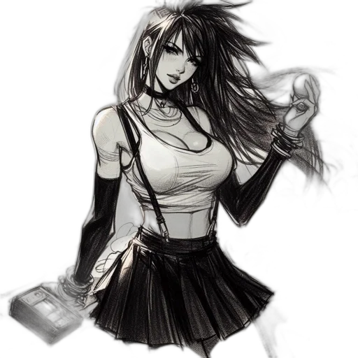 dress, fantasy art, anime, concept art, comic book art, neon lights, monochrome, dark transparent PNG cut-out