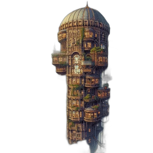 building, robot, face, weapon, concept art, fantasy art, pixel art, 3d render transparent PNG cut-out