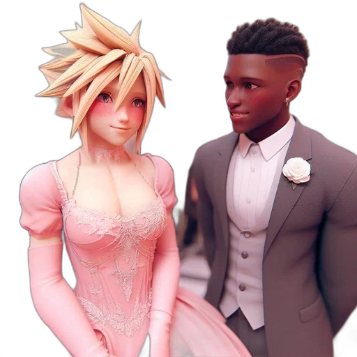 dress, 3d render, concept art, anime, fantasy art, two, animated, characters transparent PNG cut-out