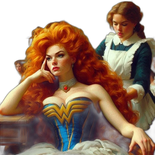 comic book art, oil painting, photorealistic, fantasy art, fire, grand, room, adorned transparent PNG cut-out