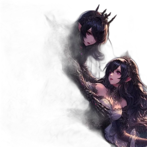 dragon, crown, fantasy art, concept art, comic book art, anime, dark, two transparent PNG cut-out