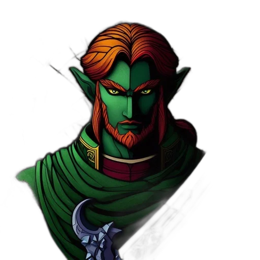 staff, mask, concept art, fantasy art, pixel art, comic book art, green, illustrated transparent PNG cut-out