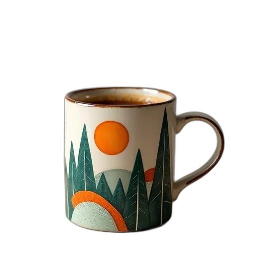 3d render, photorealistic, abstract, landscape, coffee, mug transparent PNG cut-out