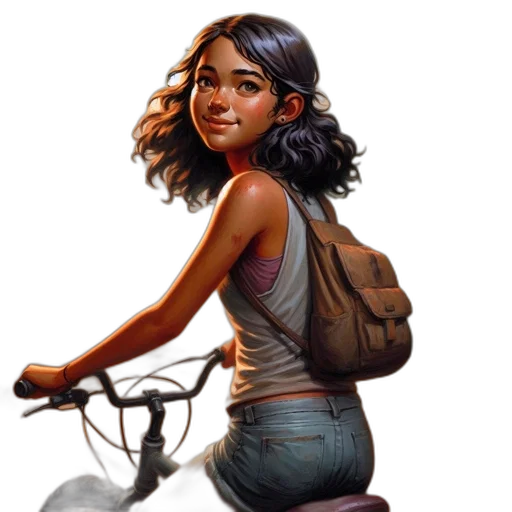 concept art, comic book art, photorealistic, fantasy art, woman, wavy, dark, hair transparent PNG cut-out