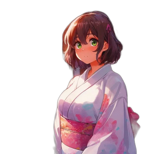dress, staff, face, flower, anime, pixel art, concept art, watercolor transparent PNG cut-out