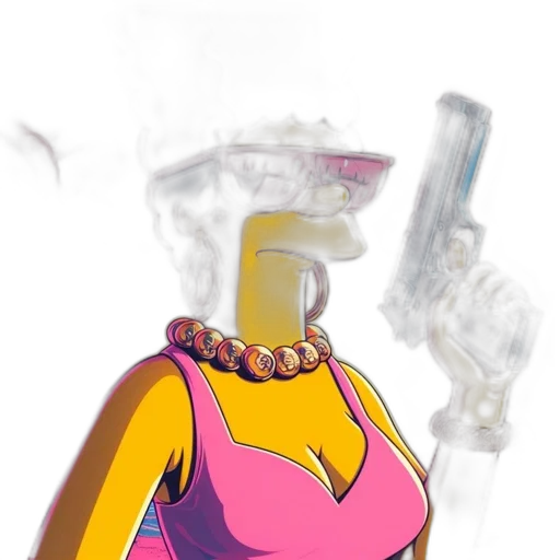 weapon, mask, staff, dress, concept art, vaporwave, comic book art, cartoon transparent PNG cut-out