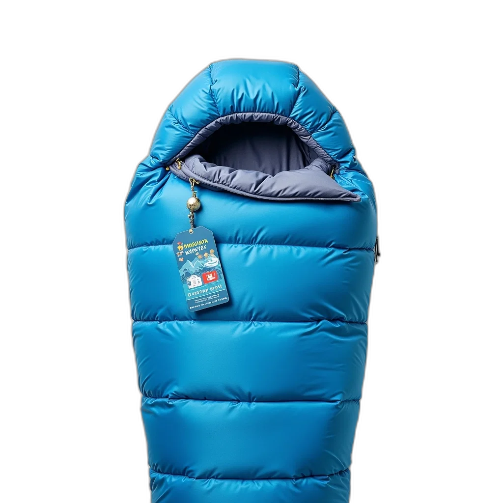 jacket, hat, umbrella, blue, sleeping, bag, label, reads transparent PNG cut-out