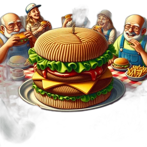 food, photorealistic, concept art, 3d render, pixel art, fire, people, gather transparent PNG cut-out
