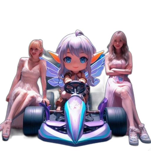 car, robot, weapon, dress, 3d render, concept art, vaporwave, fantasy art transparent PNG cut-out