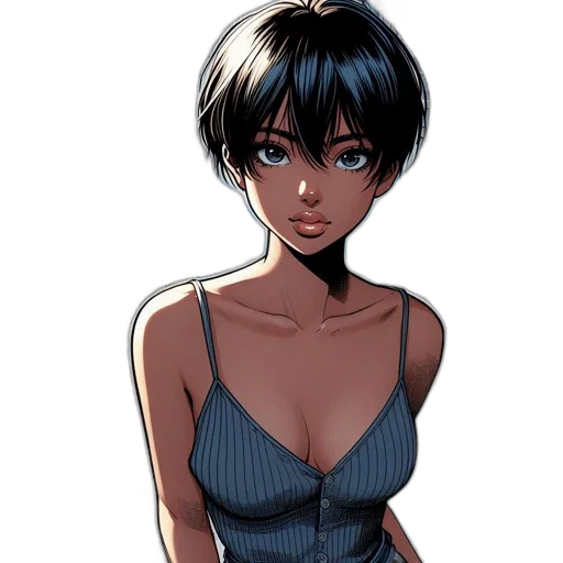 dress, face, staff, anime, comic book art, cartoon, concept art, blue transparent PNG cut-out