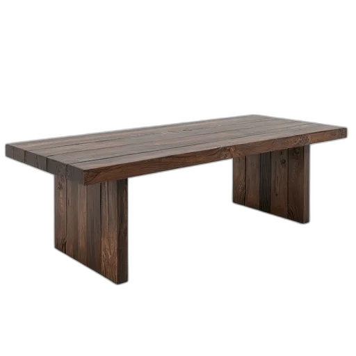 furniture, 3d render, rustic, wooden, table, dark, finish, visible transparent PNG cut-out