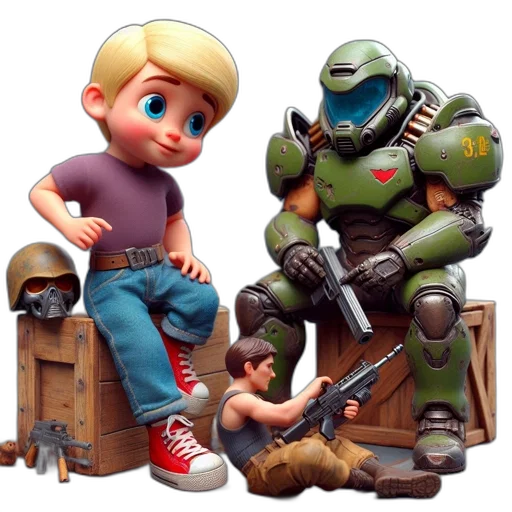 robot, weapon, concept art, 3d render, pixel art, comic book art, green, young transparent PNG cut-out