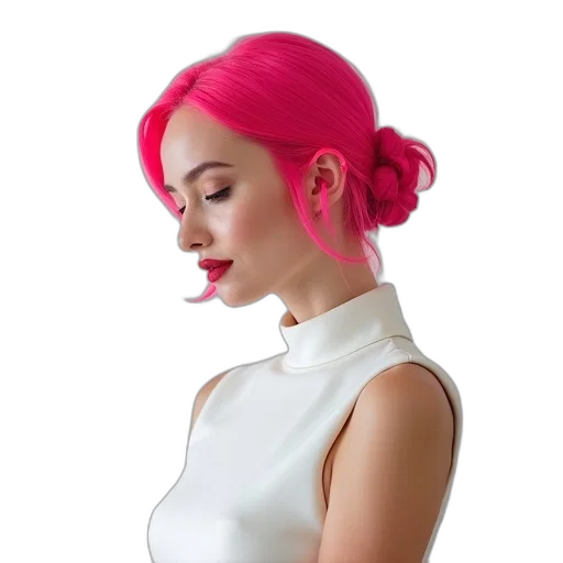 dress, hair, jewelry, face, photorealistic, concept art, vaporwave, 3d render transparent PNG cut-out