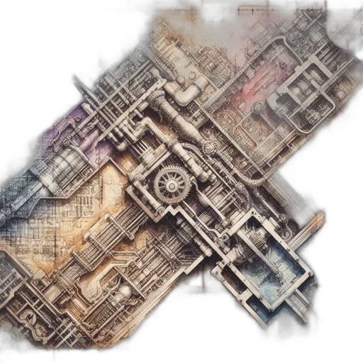 building, weapon, 3d render, concept art, photorealistic, fantasy art, city street, earth tones transparent PNG cut-out