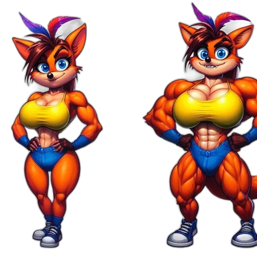 concept art, 3d render, pixel art, cartoon, neon, fox, character, depicted transparent PNG cut-out