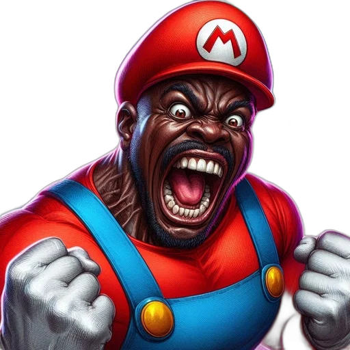 face, creature, animal, comic book art, concept art, photorealistic, mario, character transparent PNG cut-out