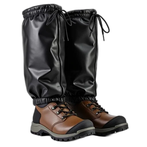shoes, pair, black, brown, hiking, boots, laces, shown transparent PNG cut-out