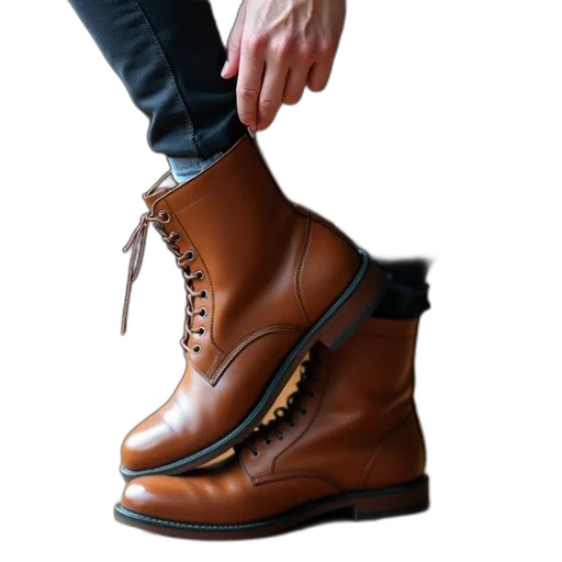 shoes, photorealistic, 3d render, person, standing, their, leg, raised transparent PNG cut-out
